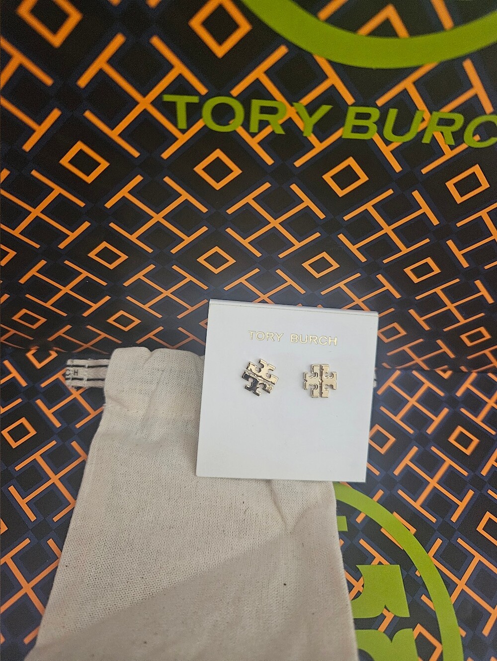 Tory Burch Rose Gold Double-T Logo Small Stud Earrings